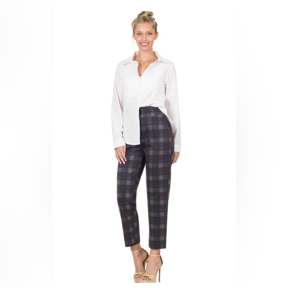 Take on The Day Plaid Pull-On Crop Dress Pants